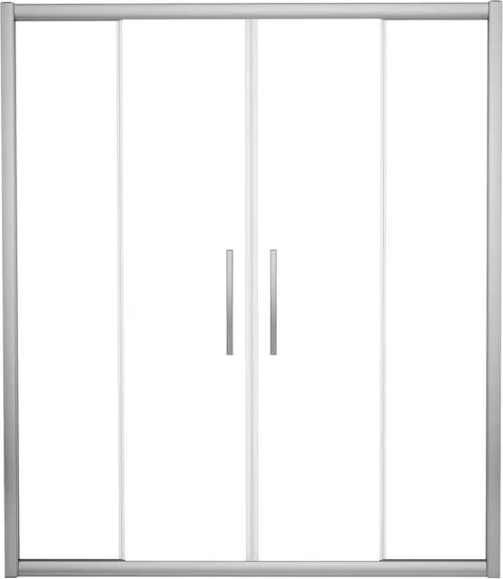 Porta doccia scorrevole L 145-150 cm x H 195 cm per nicchia in vetro trasparente SP. 8 mm, profilo lucido cromo, serie Namara