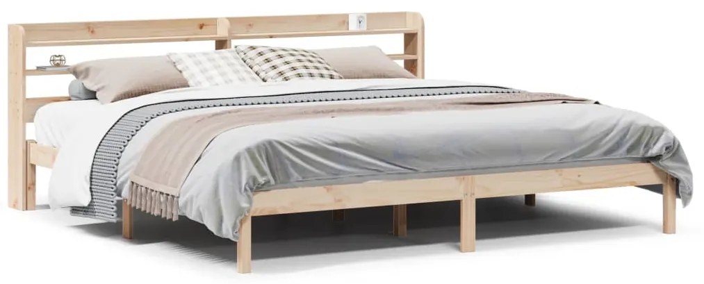 Letto Senza Materasso 200x200 Cm İn Legno Massello Di Pino /