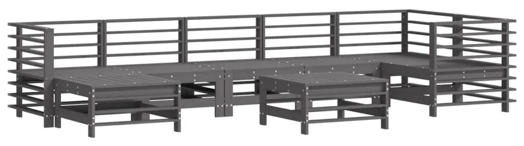 Set Divani da Giardino 8pz con Cuscini in Legno Massello Grigio