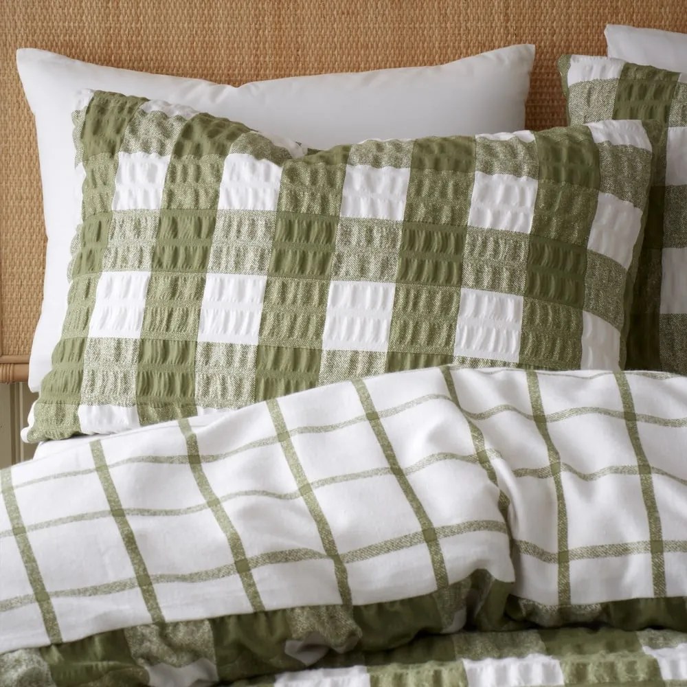 Biancheria da letto in flanella verde per letto matrimoniale 200x200 cm Gingham Check - Catherine Lansfield