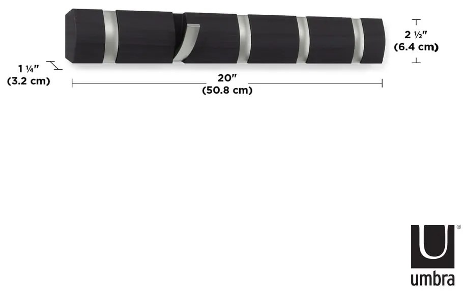 Appendiabiti da parete grigio in legno di pioppo Flip - Umbra