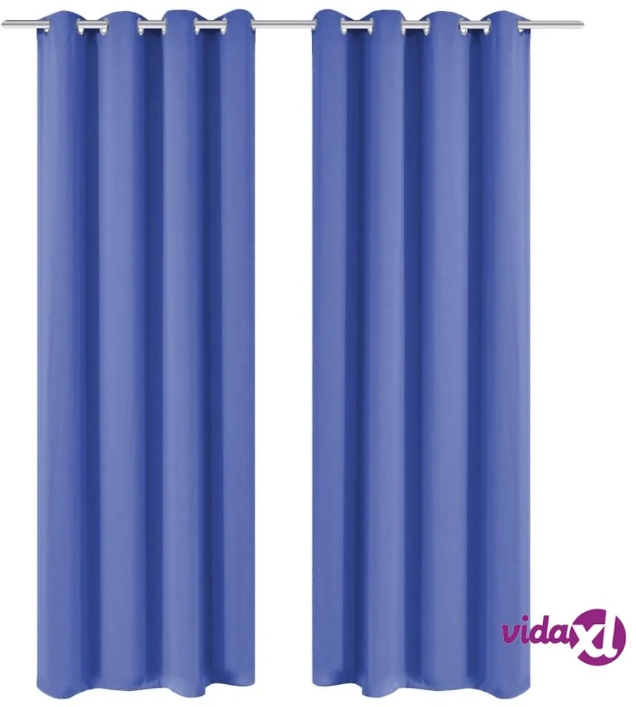 vidaXL Tende Oscuranti con Occhielli 2 pz in Metallo 135x245 cm Blu
