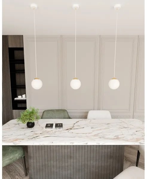 Lampadario a sospensione con filo ROYAL 1xE14/10W/230V diametro 14 cm bianco