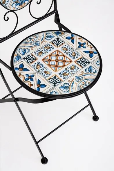 Set Bistrot Tavolo Mosaico 80x120 Cm Con 4 Sedie Pieghevoli Mykonos Bizzotto