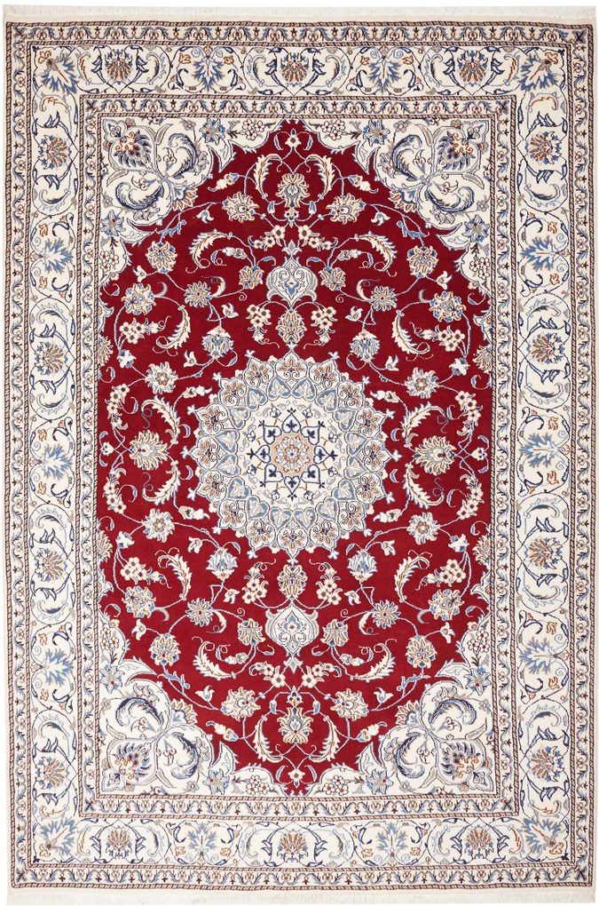 Nain Tappeto persiano 290 x 200 Rosso (Iran) Annodato A Mano