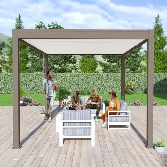 Pergola bioclimatica Ombréa autoportante 3x4M in alluminio (diversi colori)