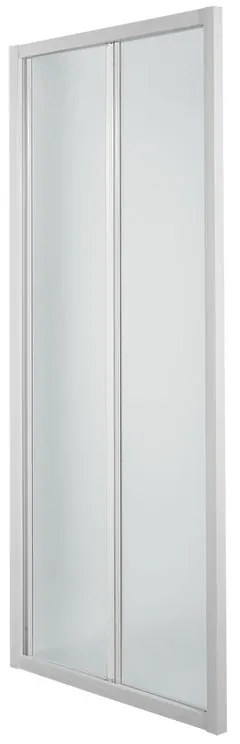 Porta doccia pieghevole Plumin, L 90 cm x H 185 cm x SP 4 mm, profilo bianco, vetro smerigliato