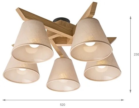 Brilagi - LED  Lampadario a plafone ANTHONY 5xE14/40W/230V quercia/beige