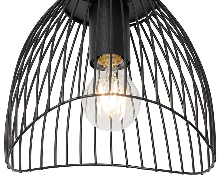 Plafoniera di design nera a filo metallico 20 cm - Pua