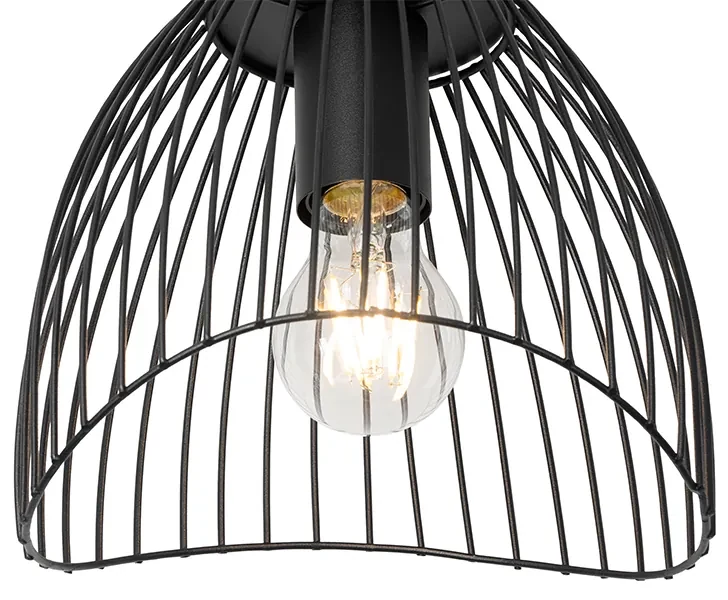 Plafoniera di design nera a filo metallico 20 cm - Pua