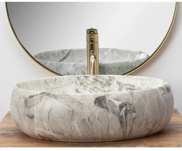 REA-U1020 - Lavabo da appoggio LINDA 34x48,5 cm ceramica/effetto pietra