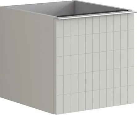 Cassettiera Pixel con 1 cassetto frontale Grid laccato opaco Beige Greige e maniglia alluminio brillante L.40 H.40 P.45,5 cm.