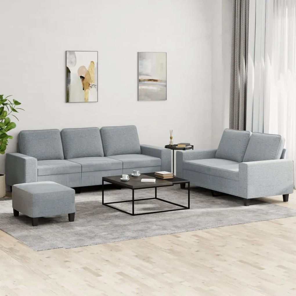 Set Di Divani 3 Pz Grigio Chiaro İn Tessuto /