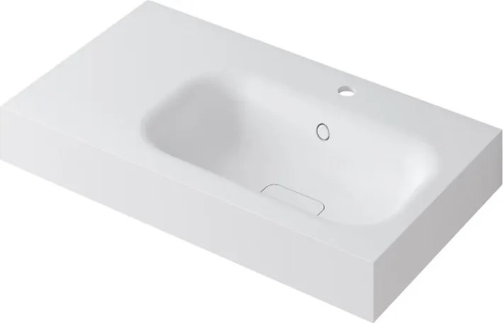 Lavabo a incasso rettangolare vasca a destra L 80.5 x H 15 x P 46 cm in resina bianco opaco