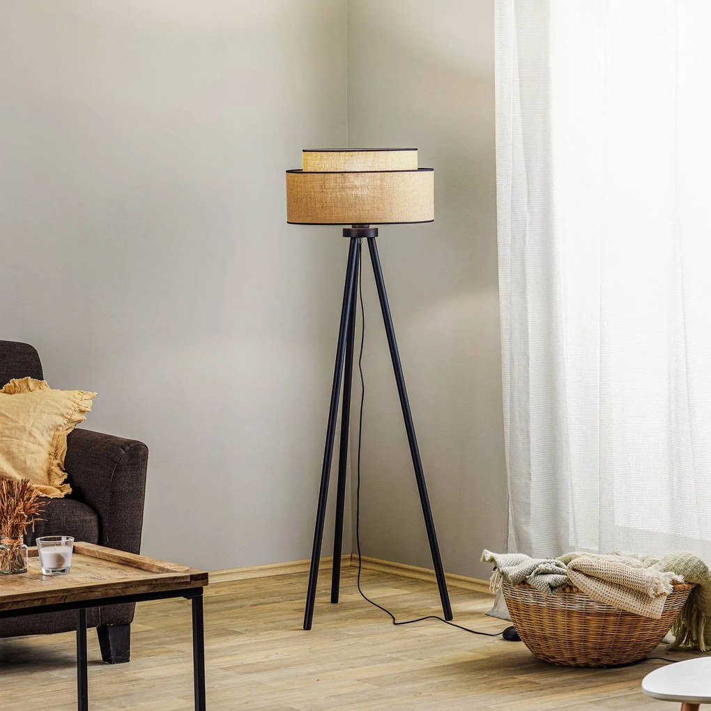 Duolla Piantana Boho juta & nera, altezza 145 cm