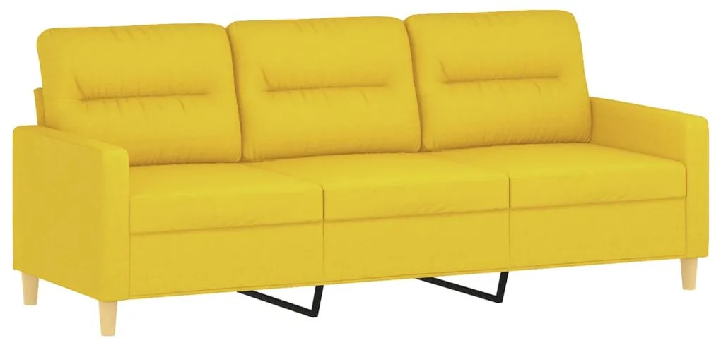 Set di divani 2 pz con cuscini giallo chiaro in tessuto