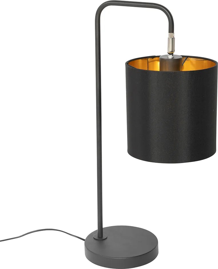Lampada da tavolo moderna nera con interno dorato - Lofty