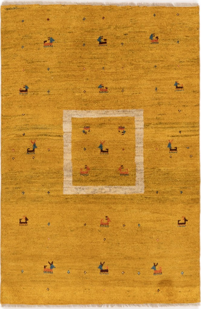 Gabbeh Tappeto 110x170 Giallo (Iran) Annodato A Mano