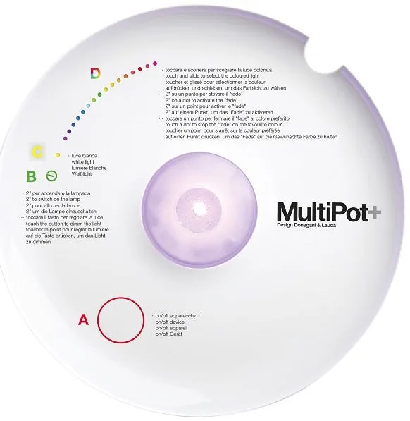 Multipot+ 3.000k(onwhitecolor) 280 lumen 3,6w cri90 bianco lucido  touch dimmer - rgb - usb charger
