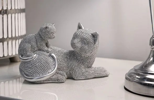 Gatto Sparky Con Cucciolo Cm 19X9X13