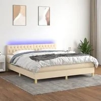 Letto a Molle con Materasso e LED Crema 180x200 cm in Tessuto 3133978