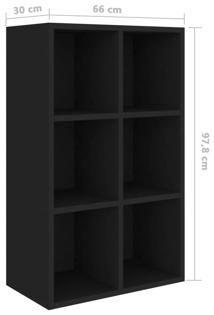 Libreria/Credenza Nera 66x30x98 cm in Legno Multistrato