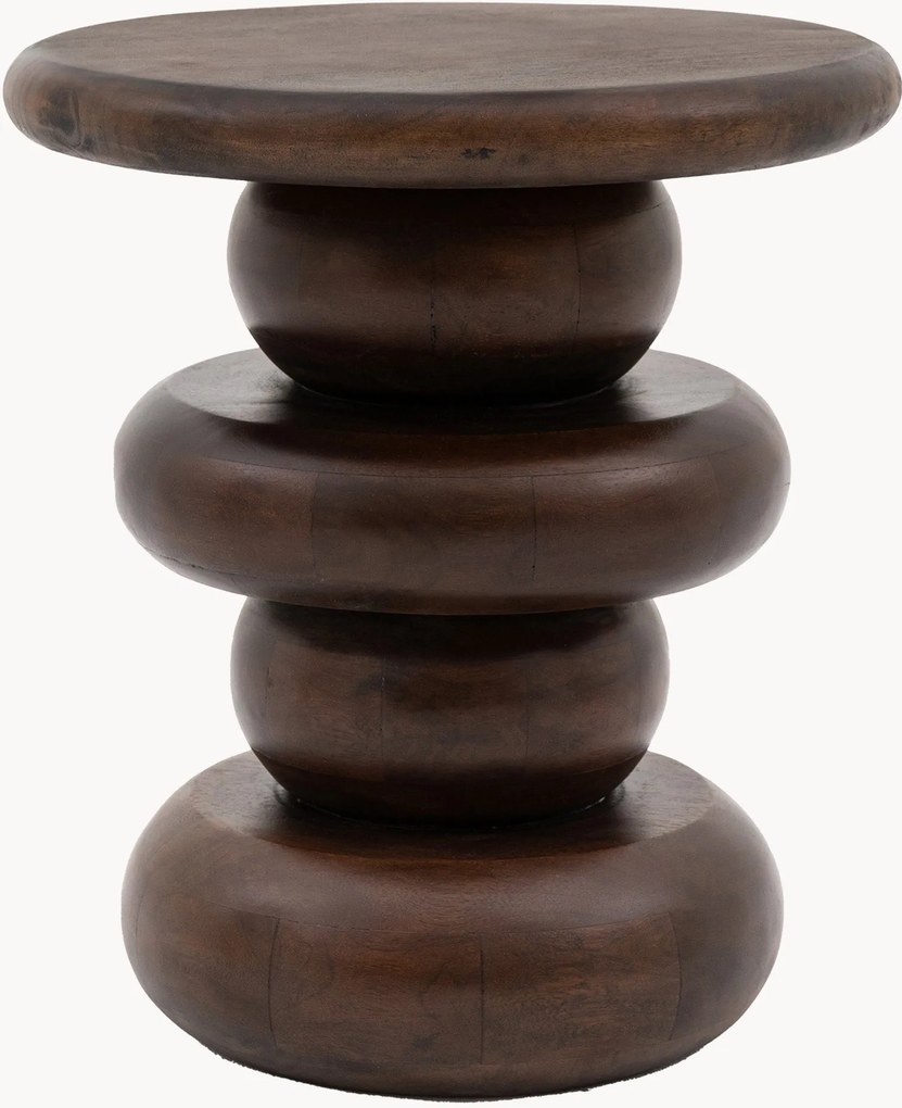 Tavolino rotondo in legno di mango Sculpt