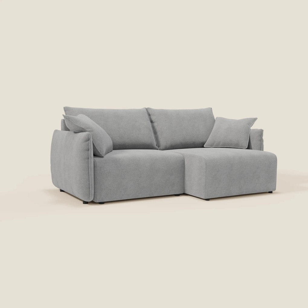 Flexar divano con sedute allungabili e schienale in piuma in morbido bouclé impermeabile T07 grigio