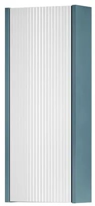 Pensile bagno Niwa laccato opaco blu pacifico con vetro bianco, 1 anta apertura da sinistra P 17 x L 30 x H 78.5 cm