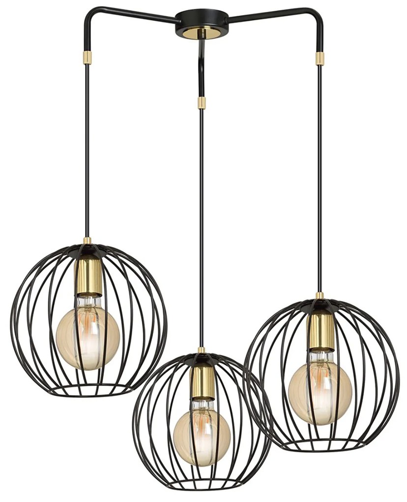 Lampadario Contemporaneo Omoikane Acciaio Nero 3 Luci E27 Ip20