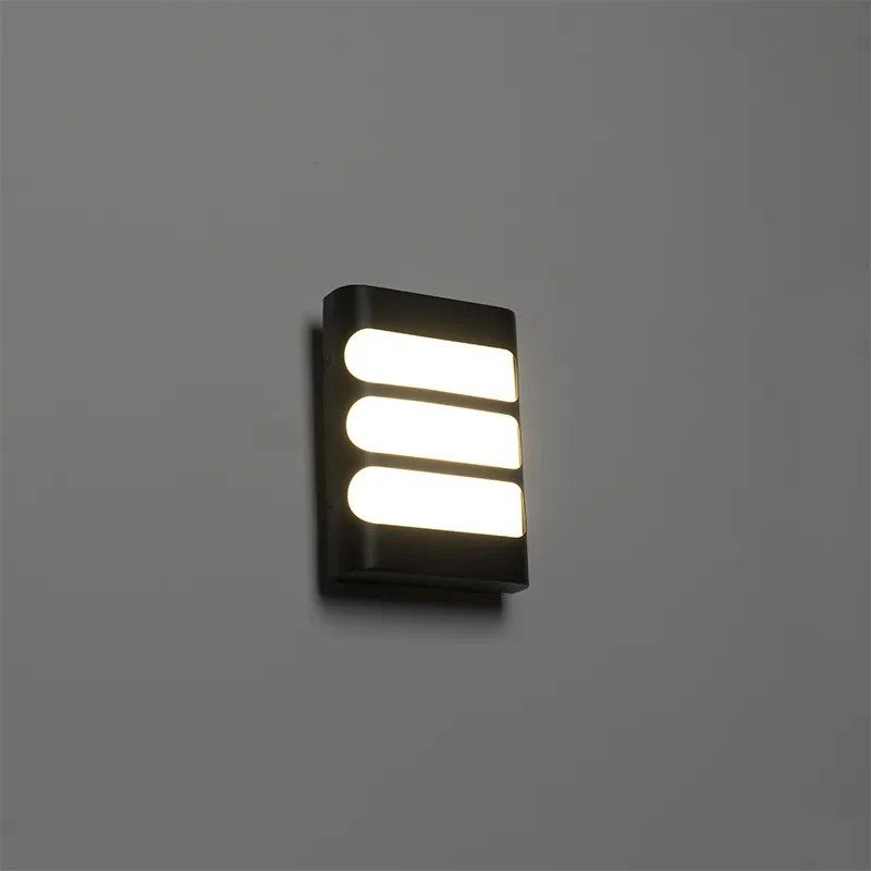 Lampada da parete per esterni nera con LED incl. sensore luce/buio - Gaev