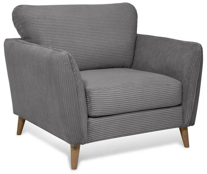 Poltrona in velluto a coste grigio scuro Paris - Scandic