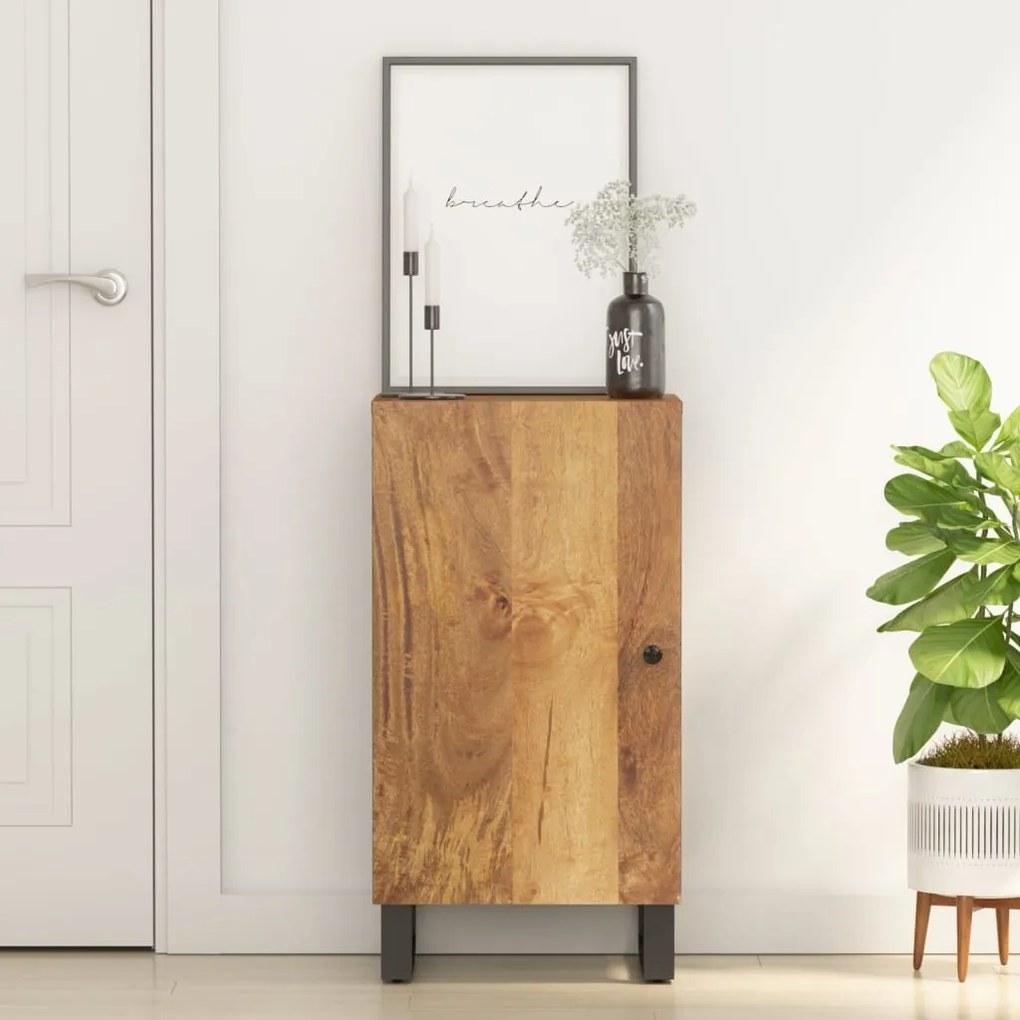 Credenza Con Anta 40x31x75 Cm İn Legno Massello Di Mango /