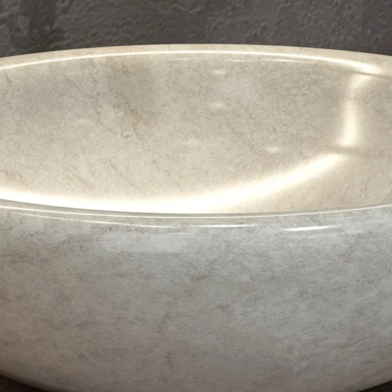 Kamalu - Lavabo in marmo colore crema 40cm con bordo arrotondato | Litos-SC40