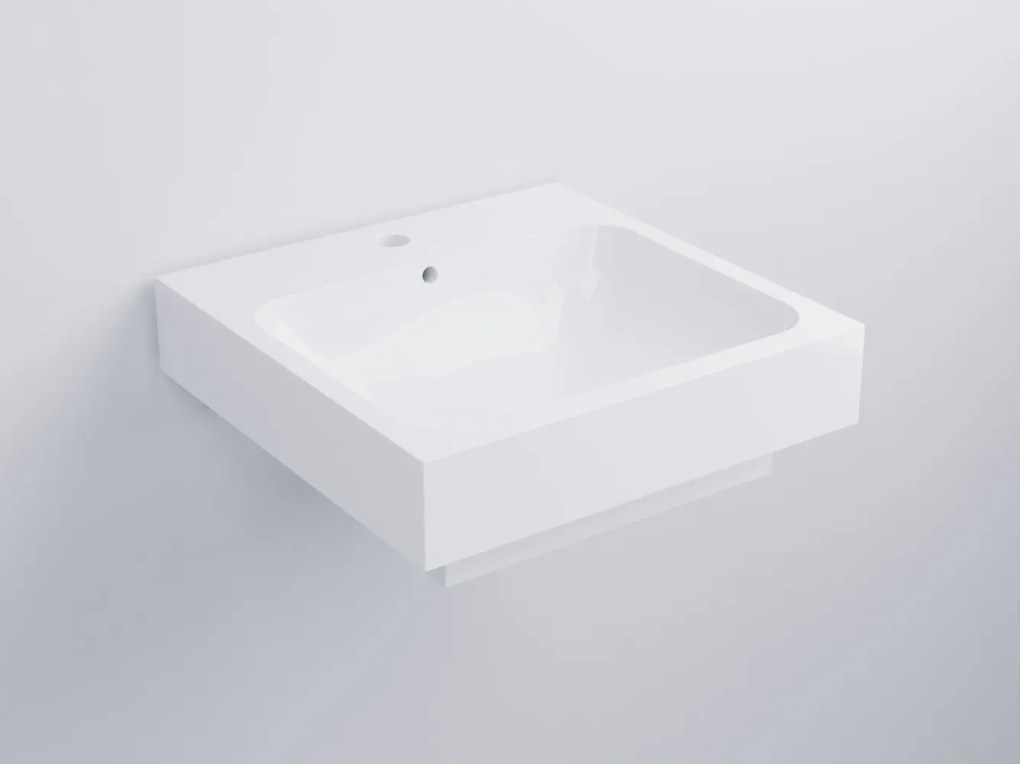 Cielo Smile Square Lavabo 48x48 Da Appoggio Semincasso O Sospeso Con Troppopieno In Ceramica Bianco Lucido