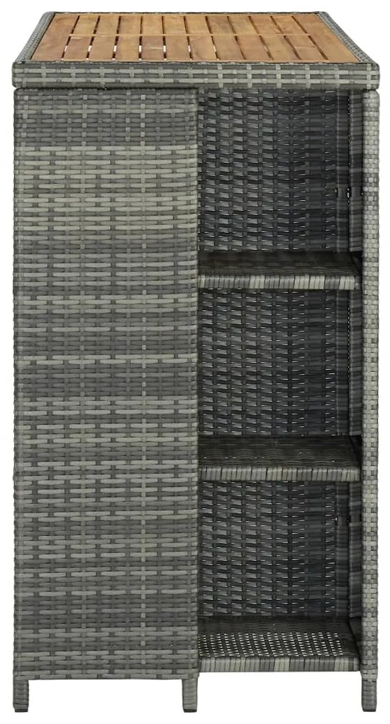 Tavolo da bar con ripiani grigio 120x60x110 cm in polyrattan