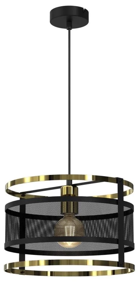 Lampadario su corda RIM 1xE27/60W/230V nero/oro