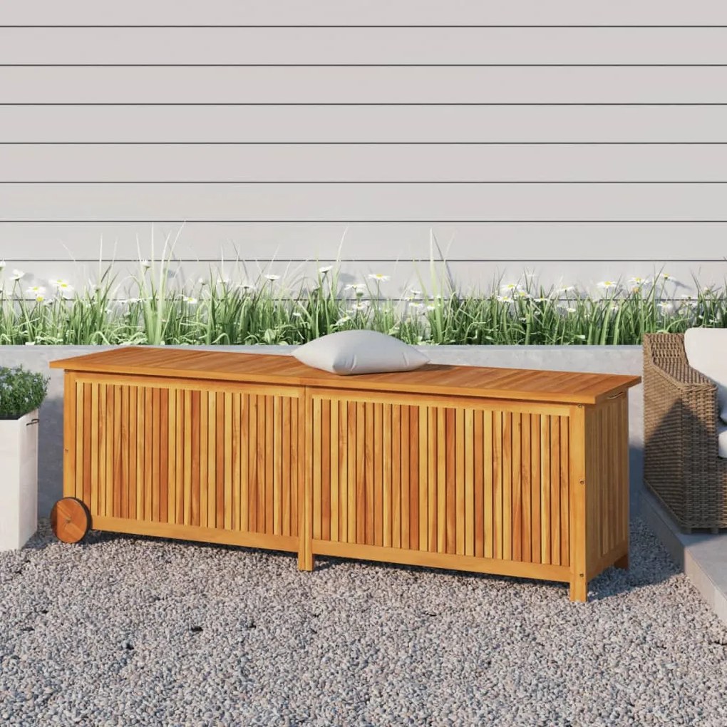 Contenitore Da Giardino Con Ruote 150x50x58cm Massello Acacia /