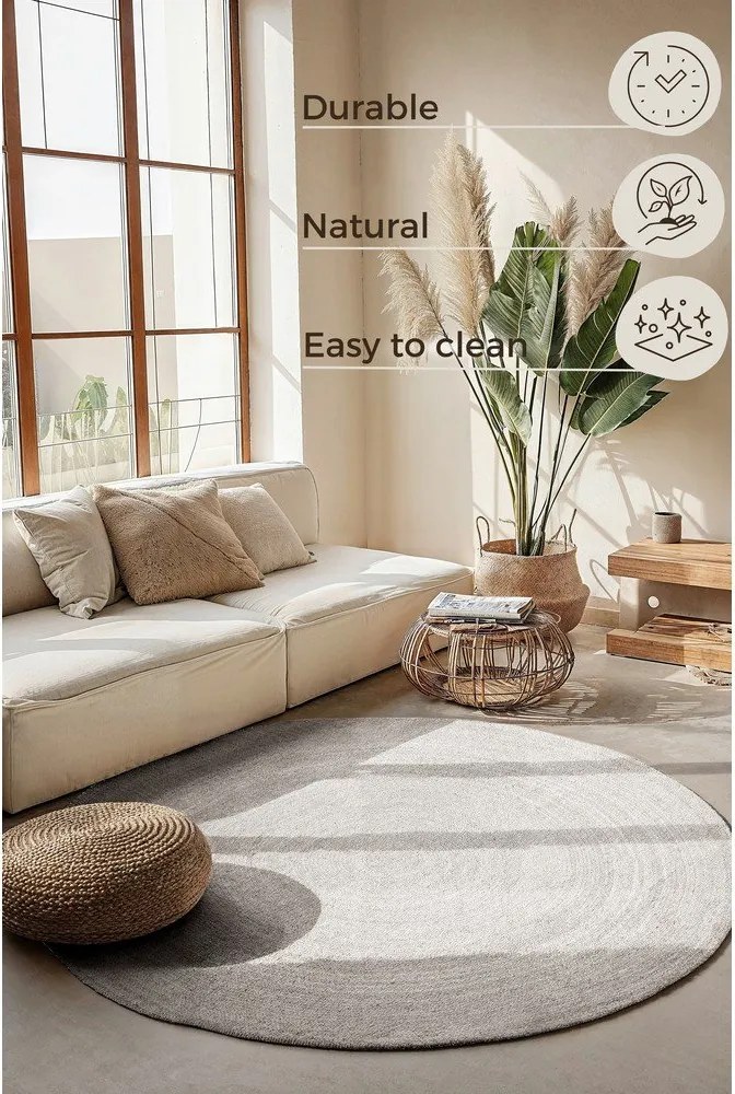 Tappeto rotondo bianco in iuta reversibile/tessuto a mano ø 140 cm Braided – Hanse Home