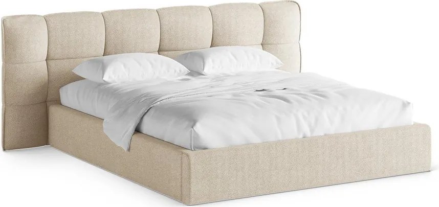 Letto matrimoniale imbottito beige con contenitore con rete inclusa 180x200 cm Eric – Micadoni
