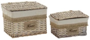 Set di Cestini Home ESPRIT Marrone Naturale 36 x 27 x 25 cm (2 Pezzi)