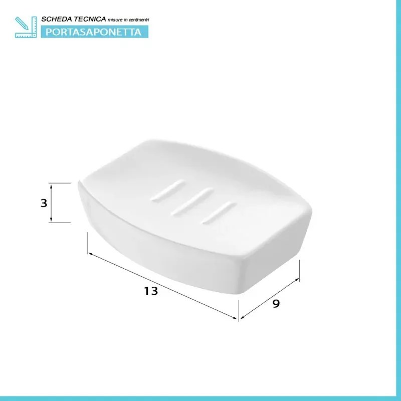 Set 3 accessori bagno da appoggio in ceramica bianca