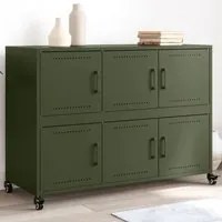 Credenza Verde Oliva 100,5x39x72 cm Acciaio Laminato a Freddo 846744