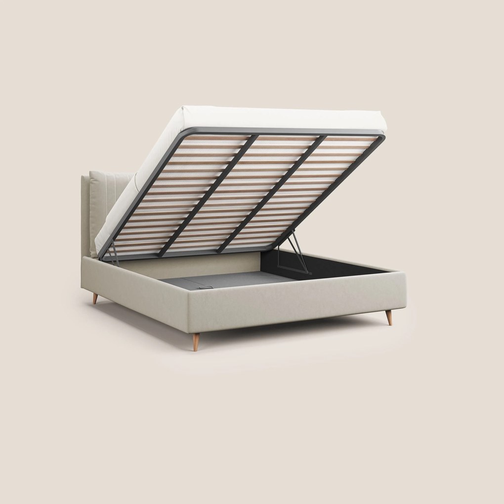 Nathan letto contenitore con cuscini regolabili con tasche in microfibra velluto impermeabile T09 beige