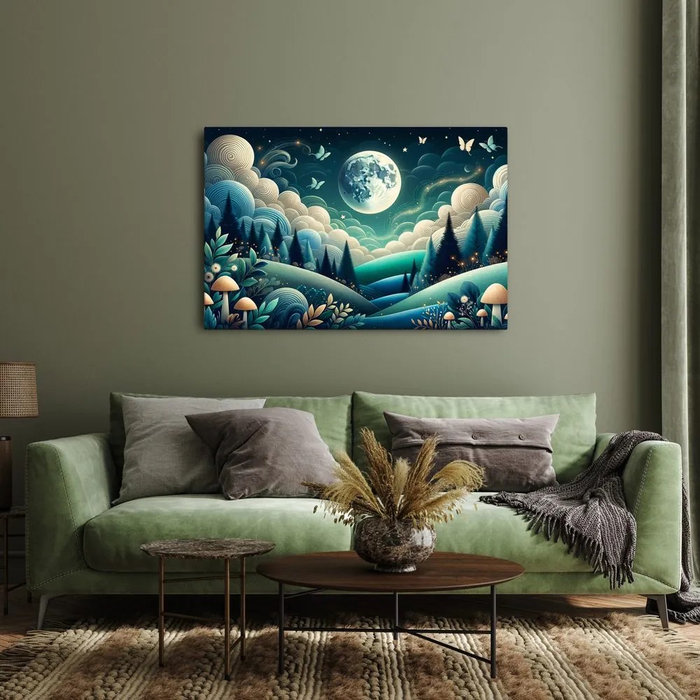 Quadro su tela – Paesaggio forestale sotto le stelle