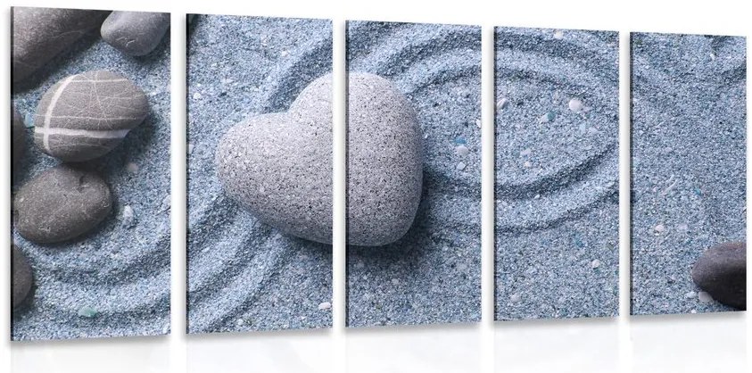 Quadri 5 pezzi – Cuore di pietra su sfondo sabbioso