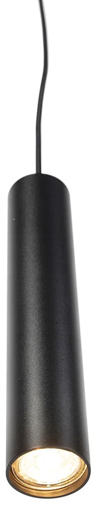 Lampada a sospensione di design nera incl. adattatore per binario monofase - Slimline Tuba Small