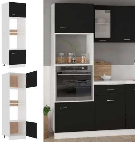 Armadio per Microonde Nero 60x57x207 cm in Truciolato