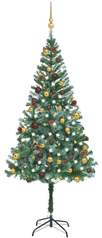 Albero Di Natale Preilluminato Con Palline E Pigne 180 Cm /