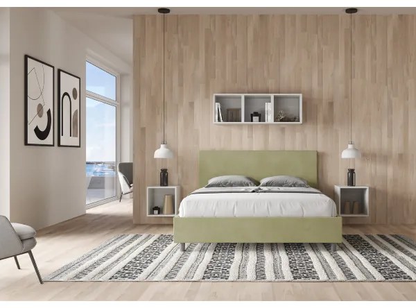 Letto matrimoniale e rete 160x190 in microfibra tč verde Adele